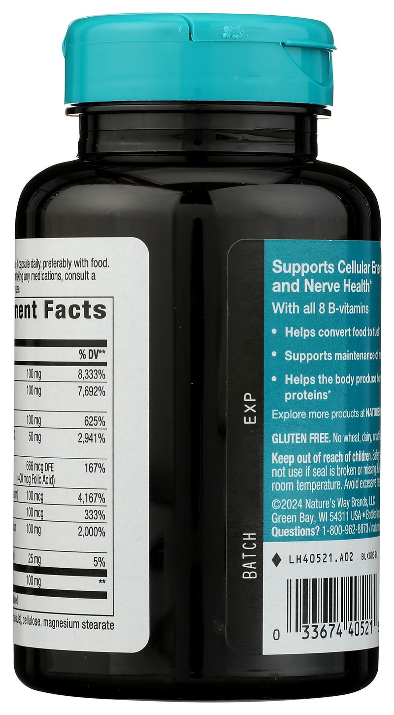 Nature's Way Vitamin B-100 Complex | Vitamin B Complex for Cellular Energy and Nerve Health Support*, Vitamin B Complex per Serving, High-Potency Formula