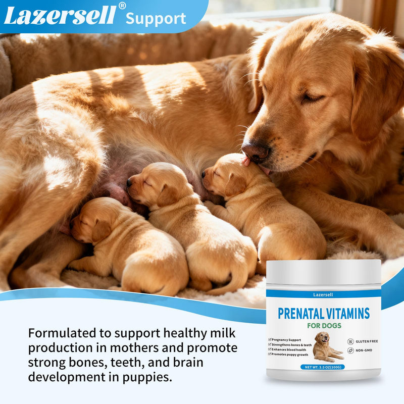 Prenatal Vitamins for Dogs - Aids Healthy Gestation, Puppy Development & Milk Production - Packed with Folic Acid, Calcium, Iron & Key Vitamins - Ideal for Pregnant and Nursing Canines