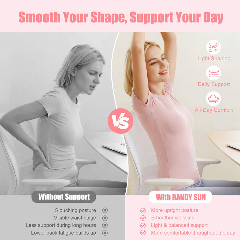 RANDY SUN Ultra Thin Back Brace, Lightweight Breathable for Women & Men, Invisible Lumbar Support Belt for Lower Back Pain Relief and Posture Correction Beige XL/XXL(Waist:36"-43") XL/XXL(Waist:36"-43")