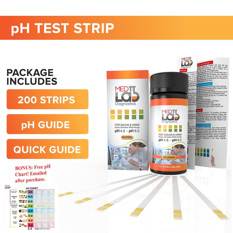 pH Test Strips 4.5 to 9.0 (200 ct) for Urine and Saliva Body pH Testing. Urinalysis Reagent Test Strips for Acidity and Alkalinity. Alkaline Diet Food and Acid pH Testing UASTRIPPH - BeesActive Australia