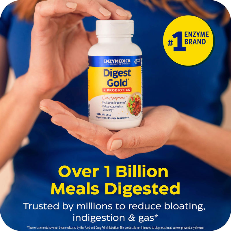 Enzymedica Digest Gold + Probiotics - Helps Gas & Bloating - 90 Caps | Digestive Enzyme Supplement for Women & Men, Enzyme and Probiotic Capsules for Digestion, Gut Health Support, Vegetarian 90 Count (FFP)