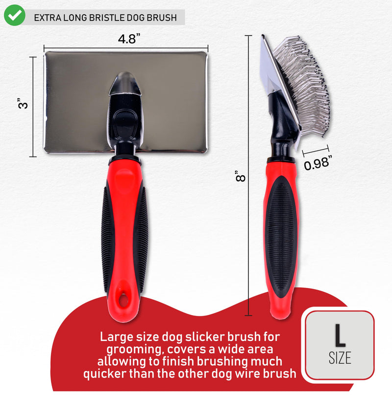 Slicker Brush for Dogs With Coated Tips - Extra Long Pins Removes Tangles - Doodle and Goldendoodle Brush Goes Deep Into Undercoat - Golden Retriever Brush for Shedding - Cepillo Para Perros 1 Count (Pack of 1) - BeesActive Australia