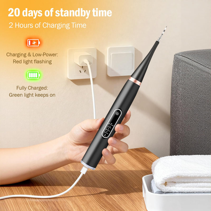Dog Plaque Remover, Pet Teeth Cleaning Products, Dog Tartar Remover with 6 Modes and Complete Care Kit for Dogs and Cats, Rechargeable, Black