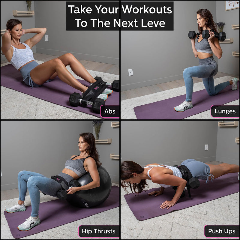 Exercise Hip Thrust Belt - Glute Trainer for Home Workouts with Extra Padding - Fully Adjustable Hip Thrust Belt for Dumbbells - Booty Builder, Glute Workout Equipment