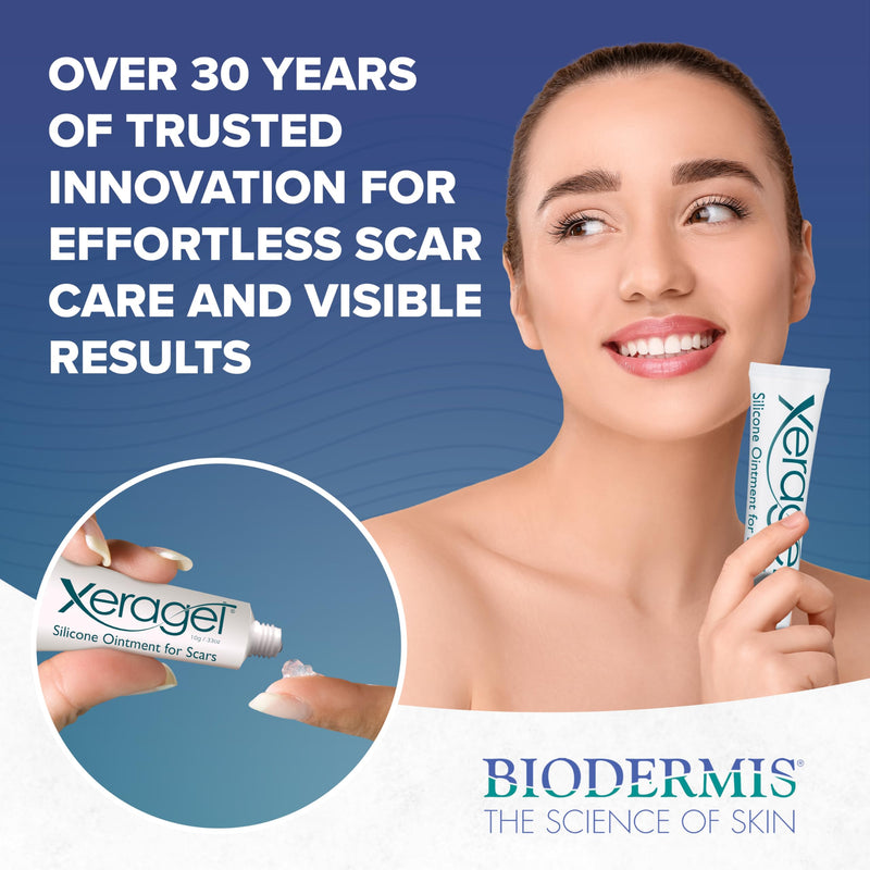 Xeragel 100% Silicone Scar Treatment Ointment 10g – Scar Gel for Smoother, Flatter Scars from Surgery, Burns, Acne & More - For Old & New Scars on Face, Neck & Hands - Hypoallergenic & Fragrance-free