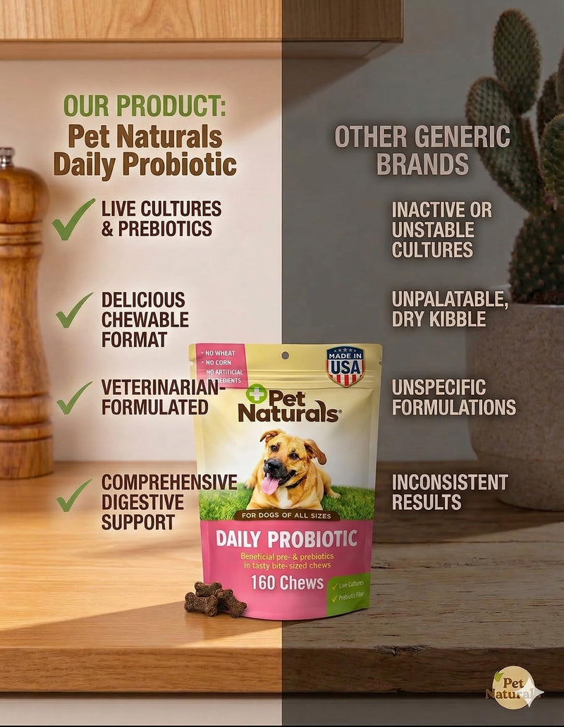 Pet Naturals Probiotics for Dogs – 320 Soft Chews, Digestive & Gut Health Dog Support with 120M CFUs + Prebiotics, Immune Support for Occasional Upset Dog Stomach, Duck Flavor, All Breeds
