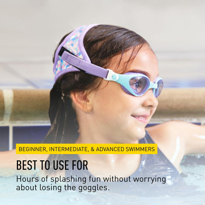 FINIS DragonFly Kids Swim Goggles - Ages 3-8 - UV Protection - Floating Neoprene Strap - Soft Silicone Fit - Lavender Scales