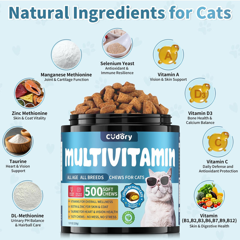 Cat Multivitamin, Crunchy & Creamy Cheese Chew Natural Antibiotics for Cats, Cat Antibiotics Nutritional