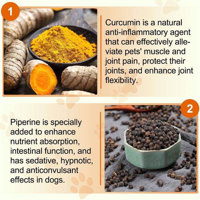 Turmeric for Dogs, 180 Count Turmeric Curcumin Tablets for Hip & Joint Mobility Supports Canine Digestive Heart & Liver Health, Antioxidant, Eliminates Joint Pain Inflammation-Duck Flavor