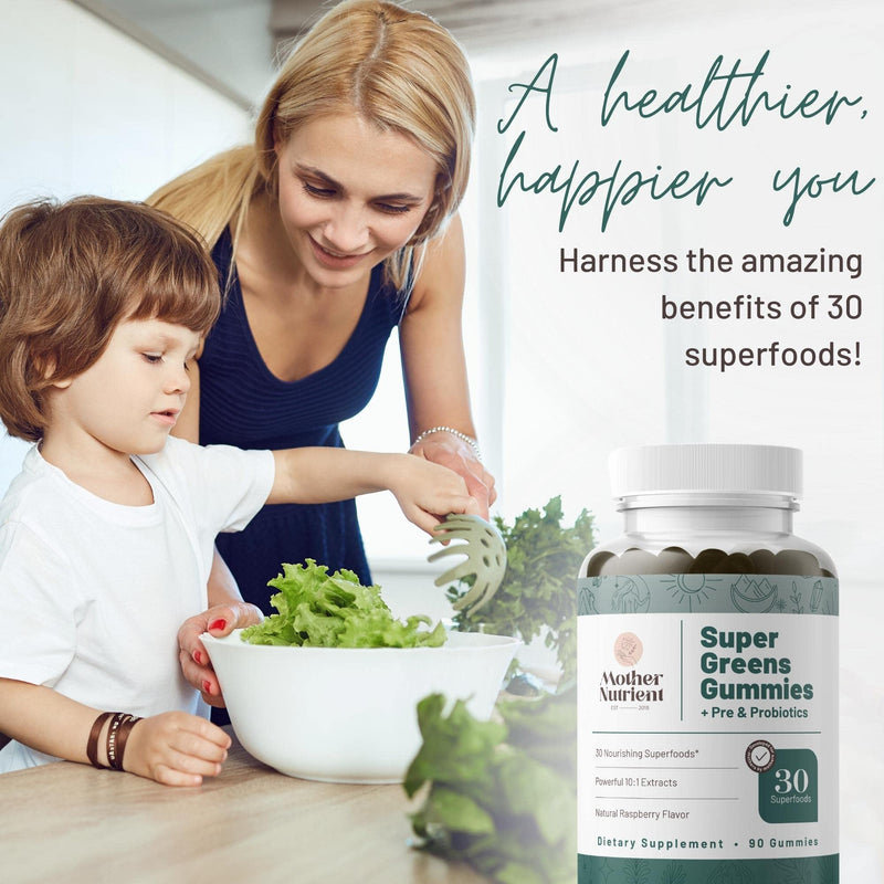 Super Greens Gummies for Adults, Not Just 8 but 30 Greens Superfood Gummies | Powerful Supergreens Gummies, Daily Multivitamin Veggie Superfood Chewables, 90 Vegetable Gummies for Adults and Kids