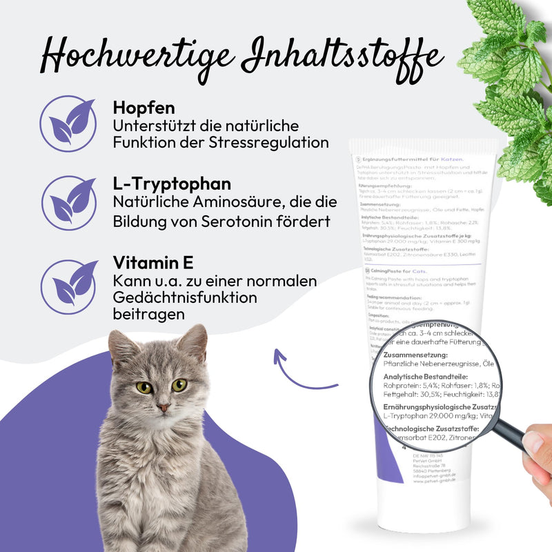 PHA calming paste for cats for stress, restlessness, fear, marking, new surroundings, natural support for the nerves, anti-stress agent, 100 ml - BeesActive Australia