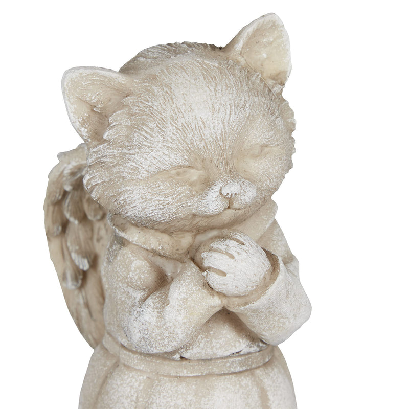 Relaxdays Grave Ornament for Cat, Garden Decoration Figure, Keepsake for Animal, Cat Angel, Weatherproof Cat Memorial Stone, Cream - BeesActive Australia