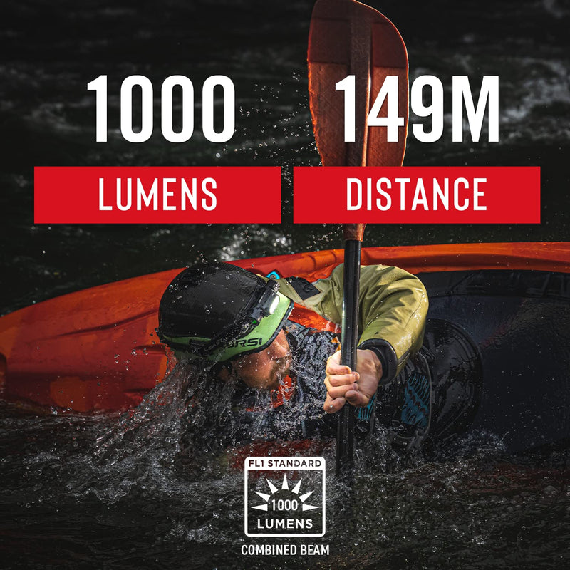 Coast WPH30R 1000 Lumen Waterproof Ultra Bright IP68 USB Rechargeable-Dual Power Headlamp, 5 Modes with Spot and Flood Beams, Blue/Black Flashlight - BeesActive Australia