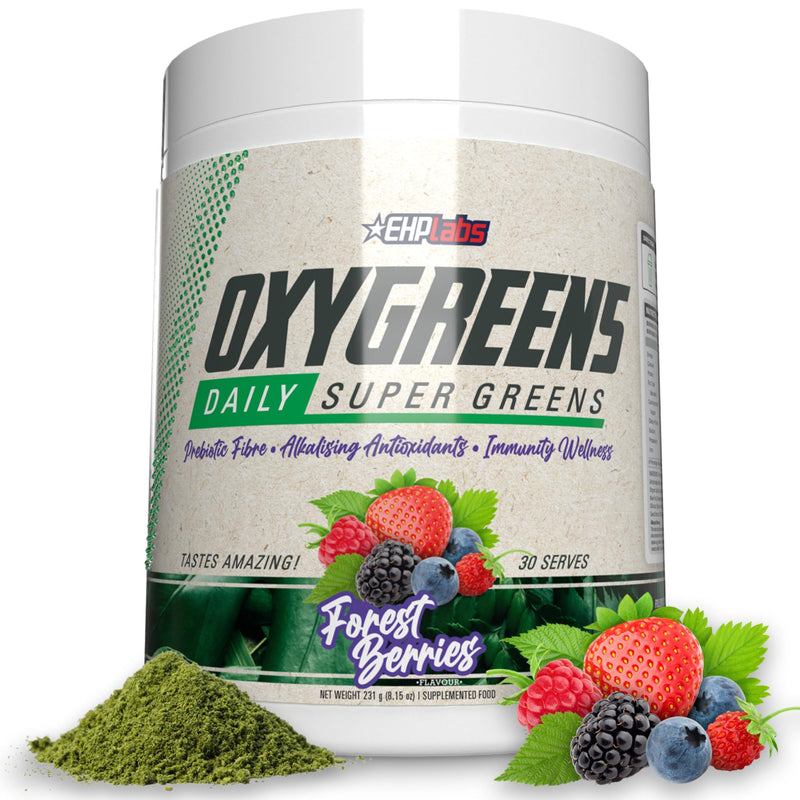 EHP Labs OxyGreens Super Greens Powder ‚Äì Daily Greens & Superfood Supplement with Spirulina, Chlorella, Prebiotics, Digestive Enzymes, Antioxidants ‚Äì 30 Servings (Forest Berries) Forest Berries 30 Servings (Pack of 1) - BeesActive Australia