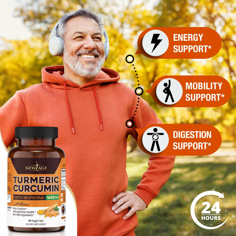 Turmeric Curcumin with Bioperine Capsules - Natural Joint & Healthy Overall Support with 95% Standardized Curcuminoids - Non-GMO, Gluten Free 180 Count (Pack of 2) 180 Count (Pack of 2) - BeesActive Australia