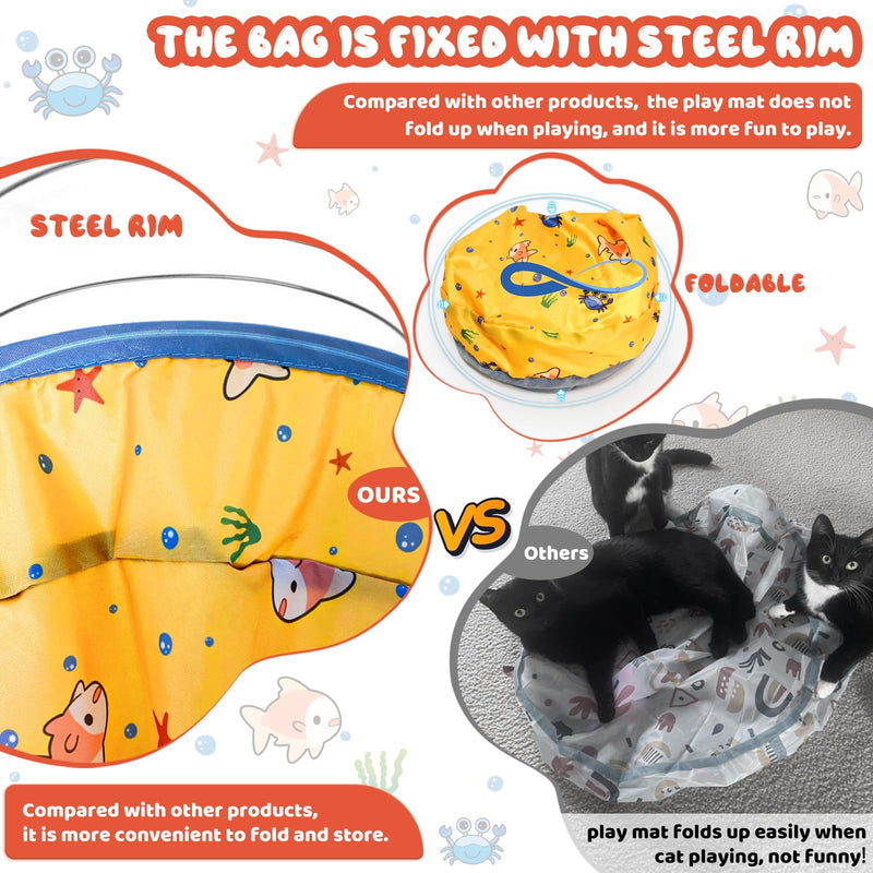 Interactive Cat Toy Ball,Self Rolling Cat Ball in Pouch Fixed with Steel Rim,Rechargable Automatic Motion Activated Moving Toy with 3 Working Modes,Hide and Seek Mouse Catching Game,28 Inch Yellow - BeesActive Australia