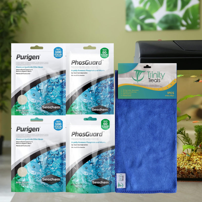 Purigen 100 ML (2 Packs) PhosGuard 100 ML (2 Packs) for Freshwater and Saltwater, Including Trinity Treats Microfiber Cleaning Cloth(Purigen for Aquarium, PhosGuard for Aquarium) - BeesActive Australia