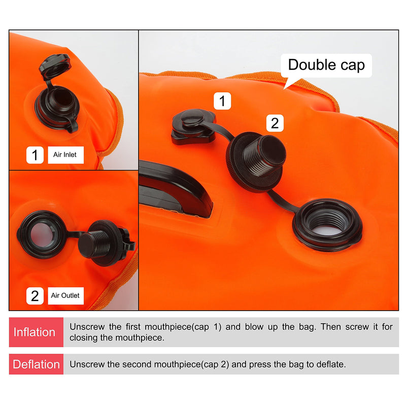 NuCamper Swim Buoy for Open Water Swimmers With Adjustable Waist Belt, Waterproof Dry Bag, Swim Bubble For Safty Swimming, Training Snorkeling, Kayaking, Boating,Beach Bags Large Capacity 28L Orange