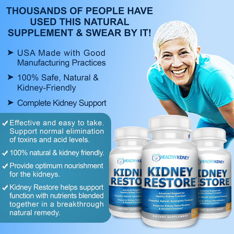 Kidney Cleanse Detox & Repair - Formulated by Kidney Health Expert Living w/Transplant - US Made Kidneys Support Supplement, Detox, Flush - Renal Vitamins 60 Capsules 60 Count