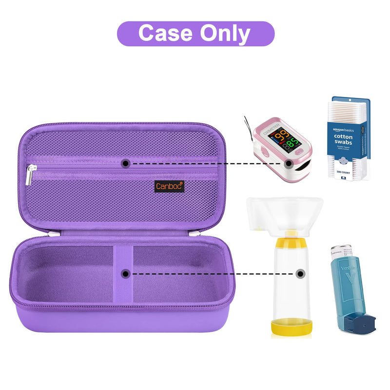 Canboc Carrying Case for Asthma Inhaler, Handheld Spacer for Adults, Mask, Inhaler Spacer Bag with Removable Shoulder Strap, Mesh Pocket fit Medicine or Essentials, Purple (Case Only) Z-Purple+Purple - BeesActive Australia
