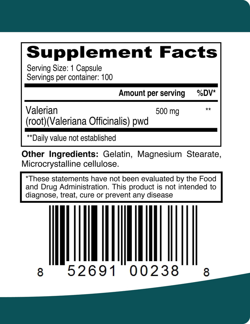 Valerian Root Capsules Organic 500mg Herb Extract Supplement 100 Pills - BeesActive Australia