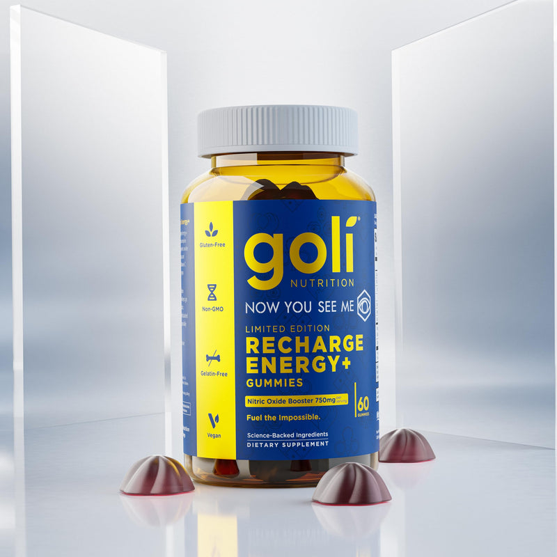 Goli Recharge Energy+ Gummies, Nitrosigine® Bonded Arginine Silicate, Vitamin C & Vitamin B6, 60 Gummies, Vegan, Non-GMO, Gluten-Free, Gelatin-Free