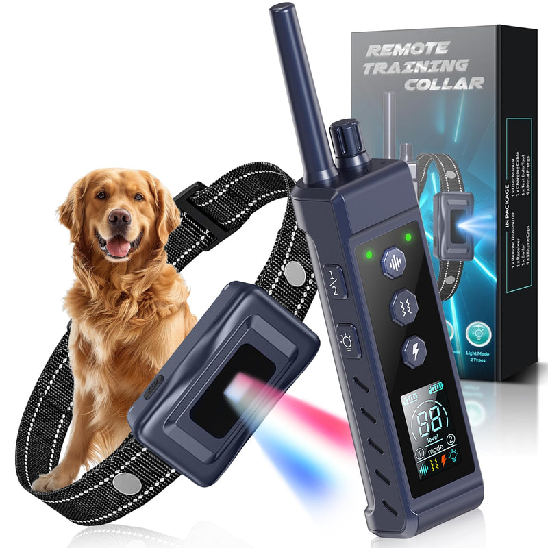 Shock Collar for Dogs - 4265ft Waterproof Training Collar with Flashing Light for Small Medium Large Dogs with Rechargeable Remote, Beep (1-8), Vibration(1-16), Safe Shock(1-99) (Black) Black - BeesActive Australia