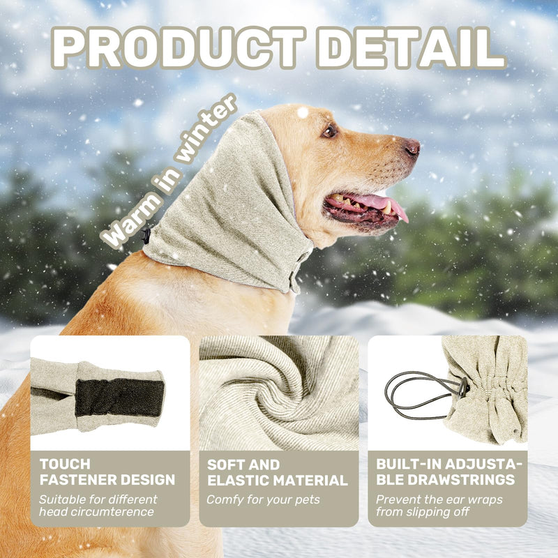 Dog Calming Hoodie, No Shake Ear Wraps for Dogs, Adjustable Dog Ear Muffs for Noise Protection, Ear Wrap Head Cover for Anxiety Relief & Hematoma (Pearl White, S(Head Circle:9.8"-14.9")) Pearl White S(Head Circle:9.8"-14.9")