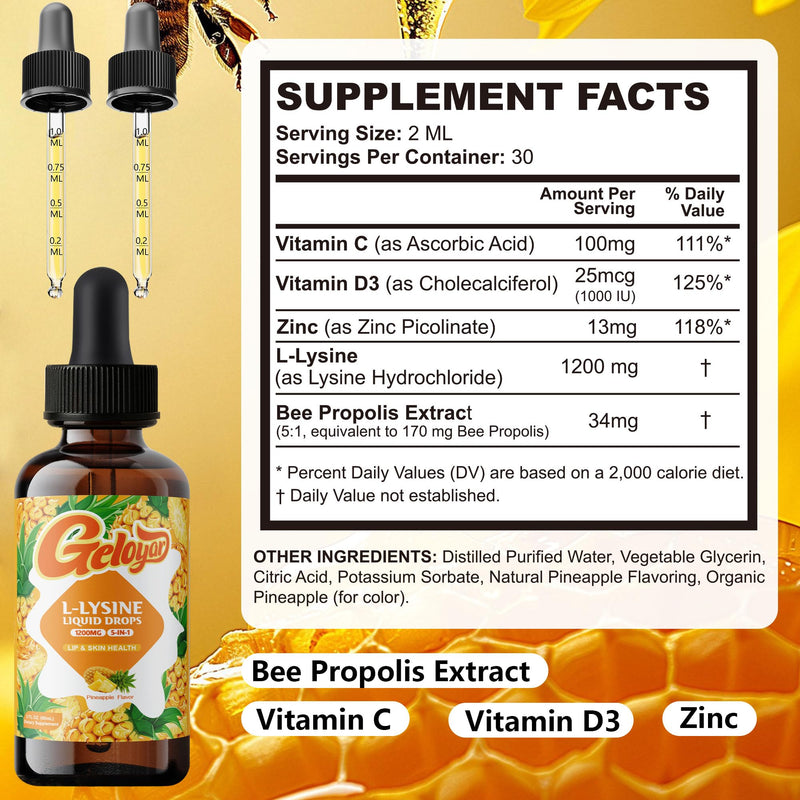 Kids Lysine Drops for Growth & Immune Support, Liquid L Lysine Supplement for Children & Adults, Supports Healthy Development, Tissue Repair, Skin Wellness & Daily Nutrition, Easy Absorption,60 mL