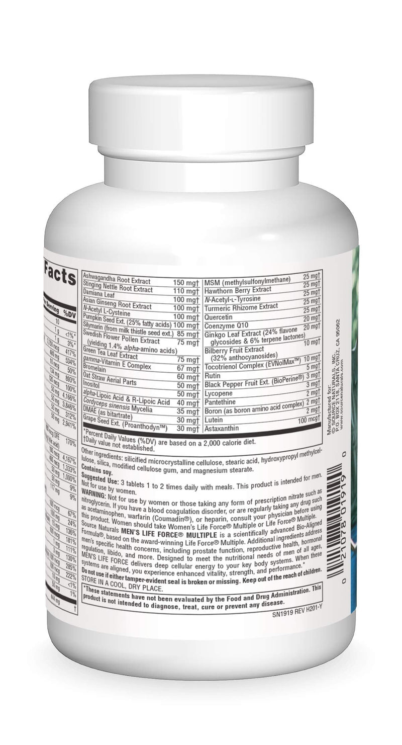 Source Naturals Men's Life Force Multiple, Enegry & Performance* - 180 Tablets