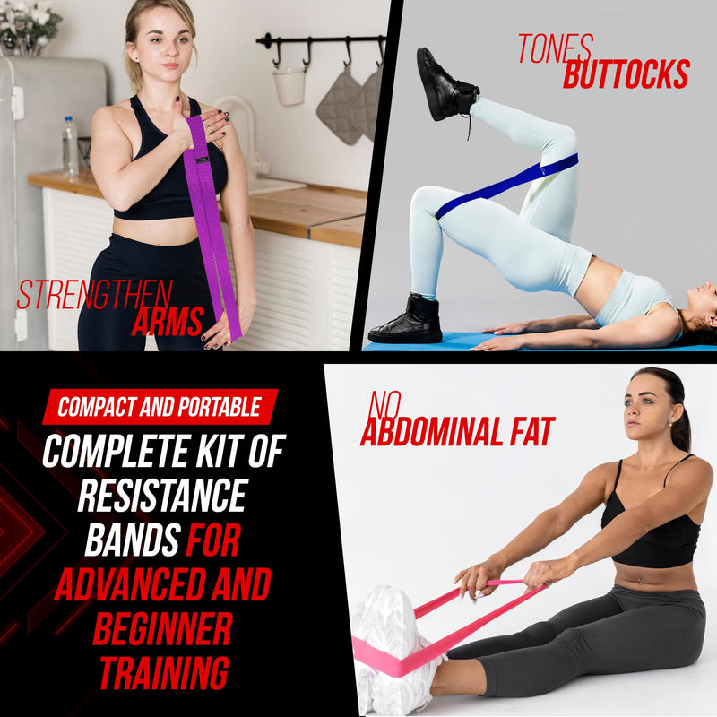 Resistance Bands Elastic Yoga Exercise Band Gym Home Fitness Workout Fabric and Rubber Stretch Band - BeesActive Australia