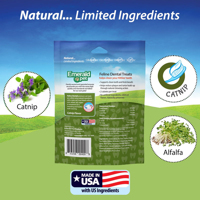 Feline Dental Treats — Tasty and Crunchy Cat Dental Treats Grain Free — Natural Dental Treats to Clean Cat Teeth, Freshen Cat Breath, and Reduce Plaque and Tartar Buildup — Catnip Treats, 3 oz - PawsPlanet Australia