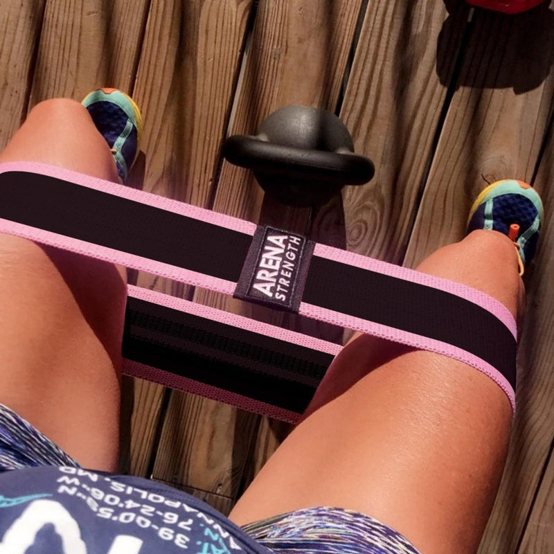Arena Strength Fabric Booty Bands: Fabric Resistance Bands for Legs and Butt: 3 Pack Set. Perfect Workout Hip Band Resistance. Workout Program and Carry Case Included Gray, Pink