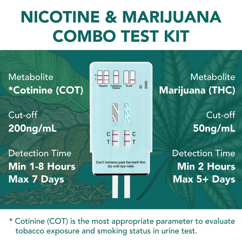 Easy@Home Multi-Drug Screen Test, 5 Pack Marijuana & Nicotine Urine Drug Test Kits, Testing for THC and Nicotine Metabolites Cotinine(COT) in Urine, Accurate Home Drug Testing Kits, EDOAP-124 - BeesActive Australia