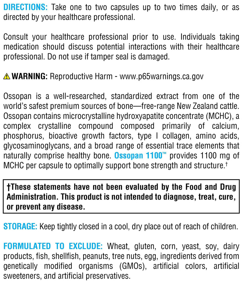 XYMOGEN Ossopan 1100, 120 Capsules | MCHC Bone Matrix Formula, Bone Metabolism and Skeletal Support, Vegetarian, Gluten-Free, and Non-GMO