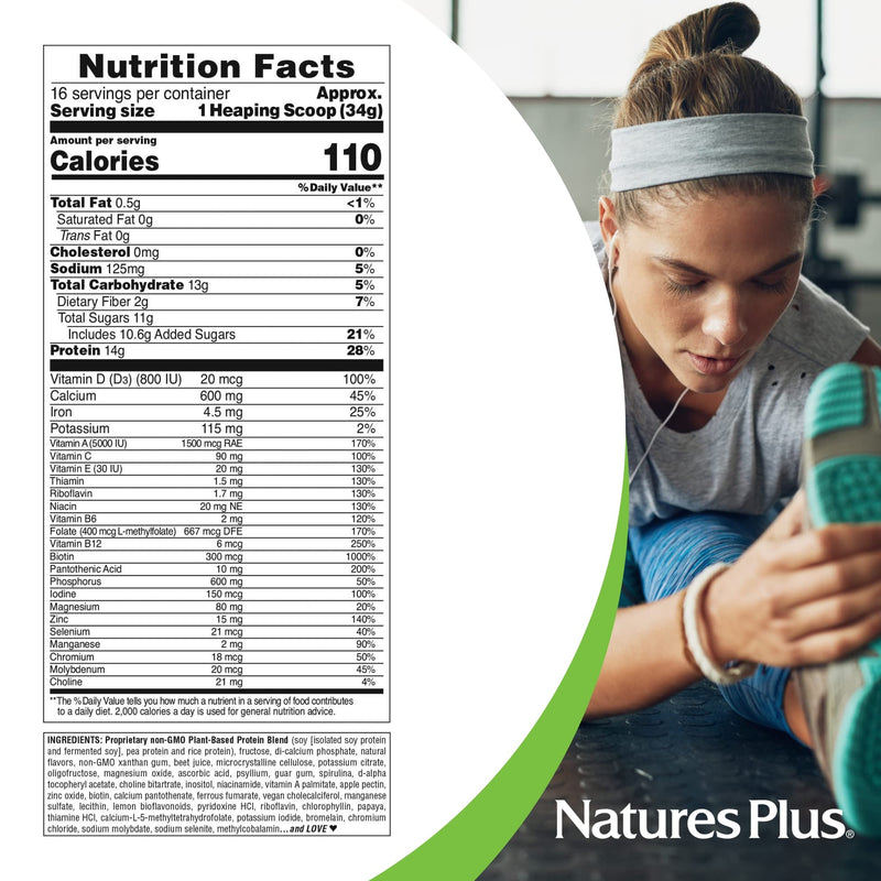 Natures Plus SPIRU-TEIN, Strawberry - 1.2 lb - Plant-Based Protein Shake - Non-GMO, Vegetarian, Gluten Free - 16 Servings 1.2 Pound (Pack of 1) - BeesActive Australia