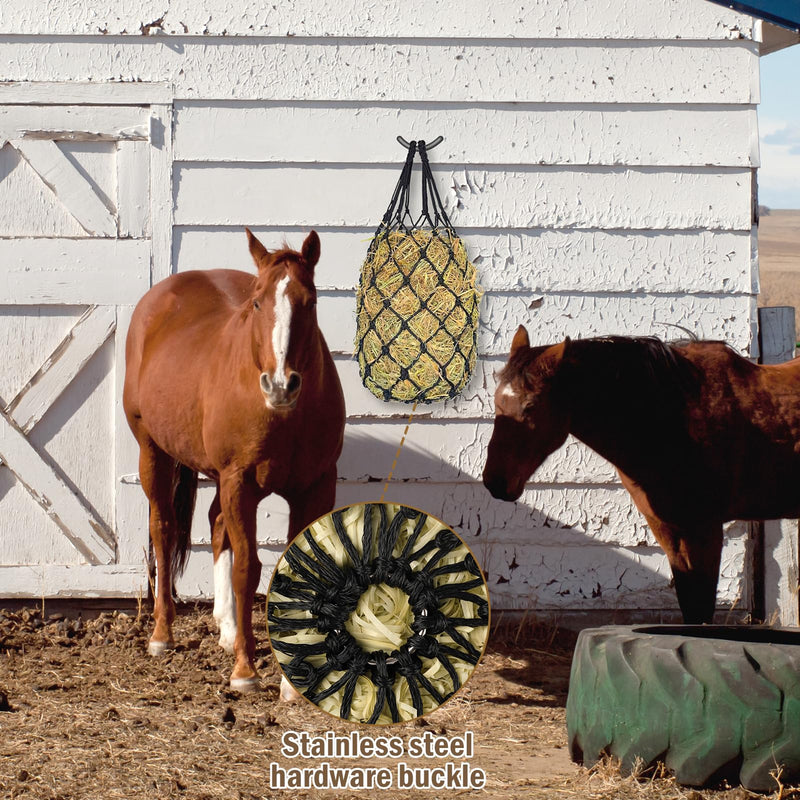 Slow Feed Hay Nets for Horses 2PCS, 42" Length with 2" Holes Hay Nets Holds 3-5 Flakes, Chew-Resistant Polyester Fiber Material