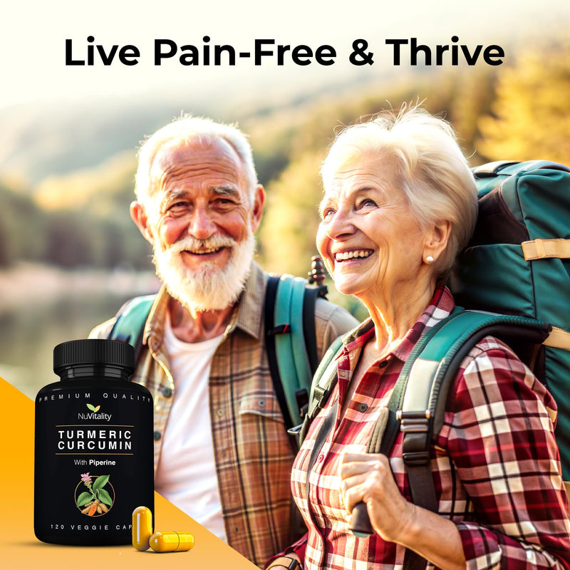 Turmeric Curcumin with Black Pepper Extract (Piperine) - 120 Veggie Tumeric Capsules - Premium 95% Standardized Curcuminoids - High Absorption & Potency - Joint Support Supplement