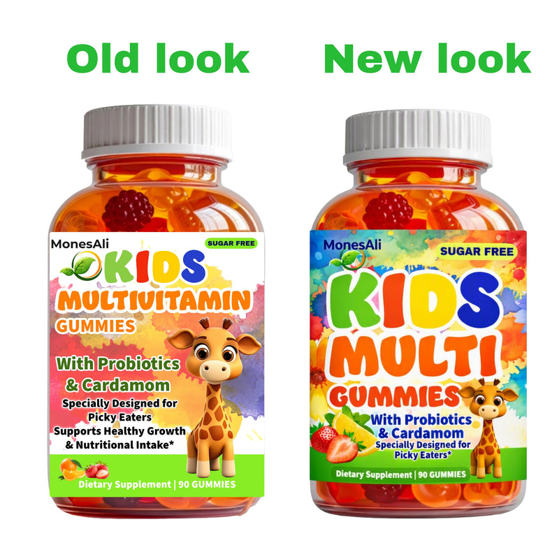 Kids Multivitamin Gummies with Magnesium & Probiotics - Vegan, Gelatin-Free, Halal, Orange & Strawberry Flavors, 90 Count