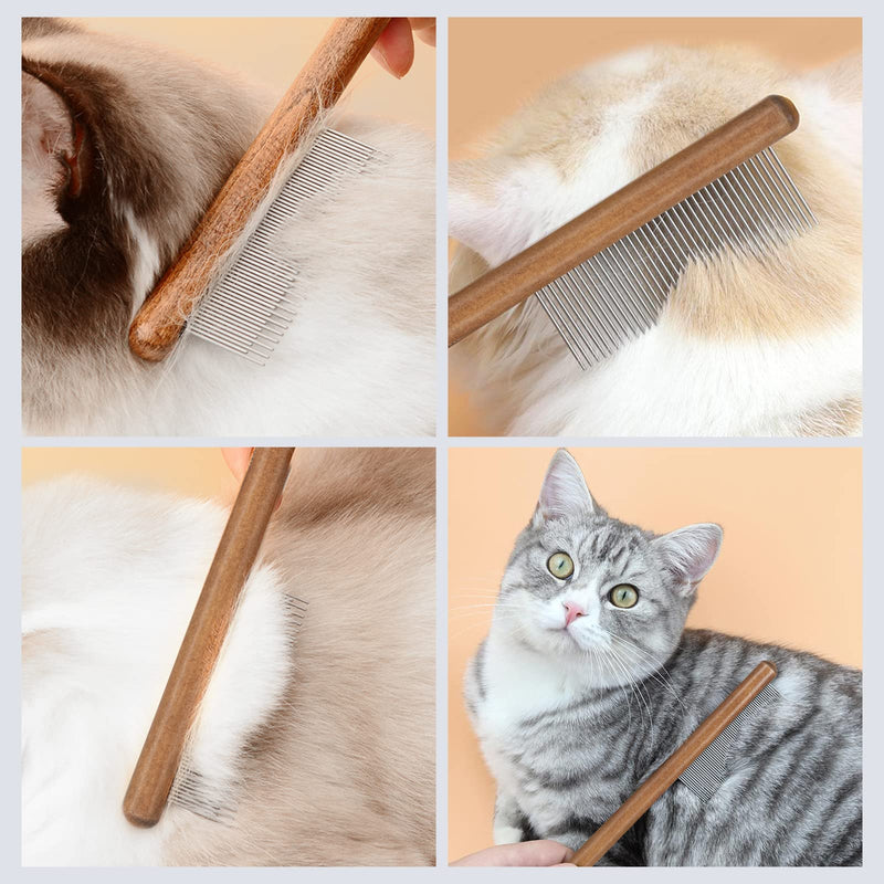 MAEXUS Cat Comb, Solid Wood Pet Comb for Cats, Flea Comb Rabbit Hair Comb, Remove Jumping Comb 3pcs - BeesActive Australia