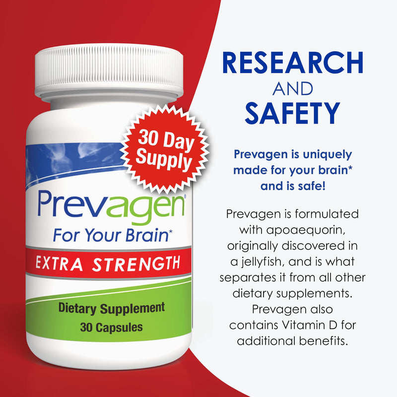 Prevagen Extra Strength with 7-Day Pill Minder, 30 Capsules, 1-Pack | For Your Brain, 1 Month Supply, 20mg Apoaequorin, 50mcg Vitamin D3