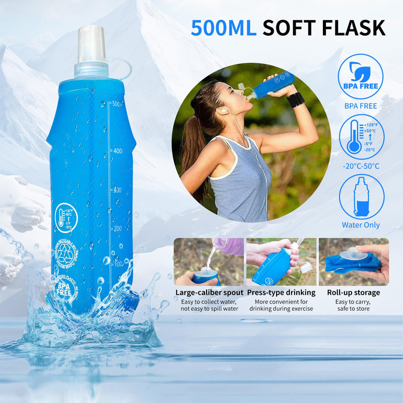 Hydration Running Vest for Women Men,Lightweight Breathable Reflective Hydration Pack with 500ml Water Bottle,Hydration Vest Pack Backpack for Hiking,Camping,Trail Running,Cycling,Race,Marathon 673RV-Black