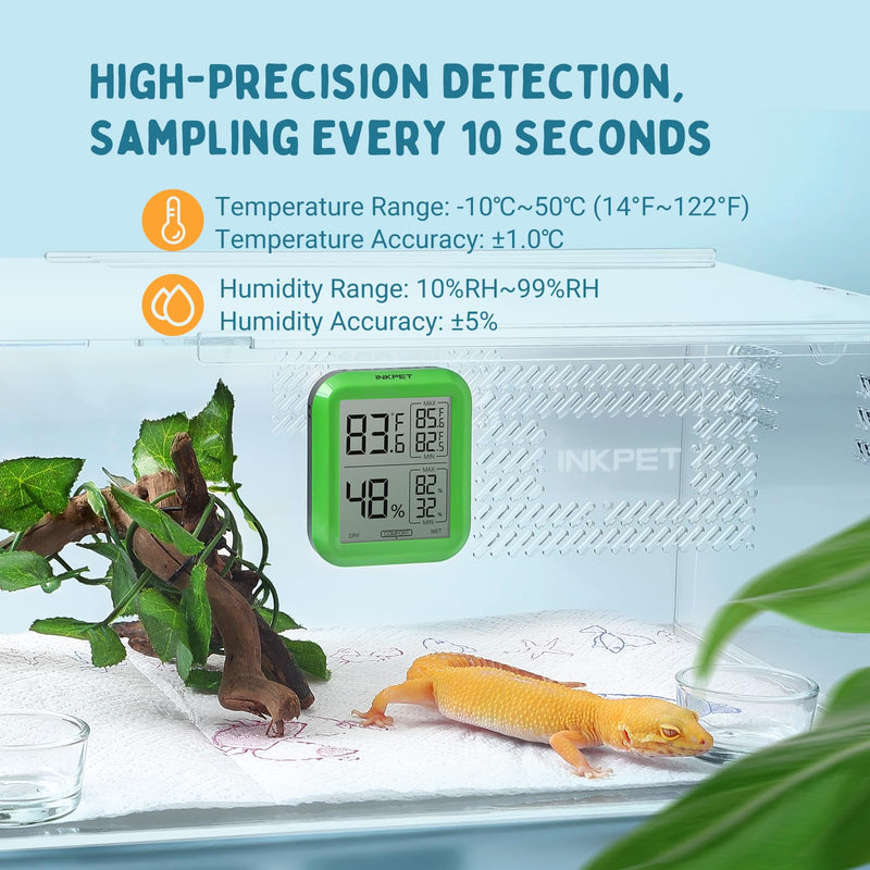 INKPET Reptile Thermometer Hygrometer Thermostat, with Max/min Record High-Accuracy Digial Display Ideal for Reptile Terrarium, Tank, Pet Rearing Box, Bearded Dragon, Leopard Gecko - BeesActive Australia