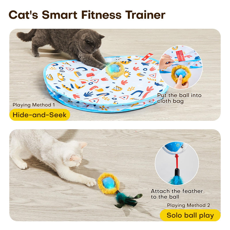 Potaroma Interactive Cat Toys, Fast Rolling Ball in Play Mat, Automatic Motion Activated Moving Ball Hide and Seek Game for Indoor Exercise Kicker, 28 Inch Play Mat - BeesActive Australia