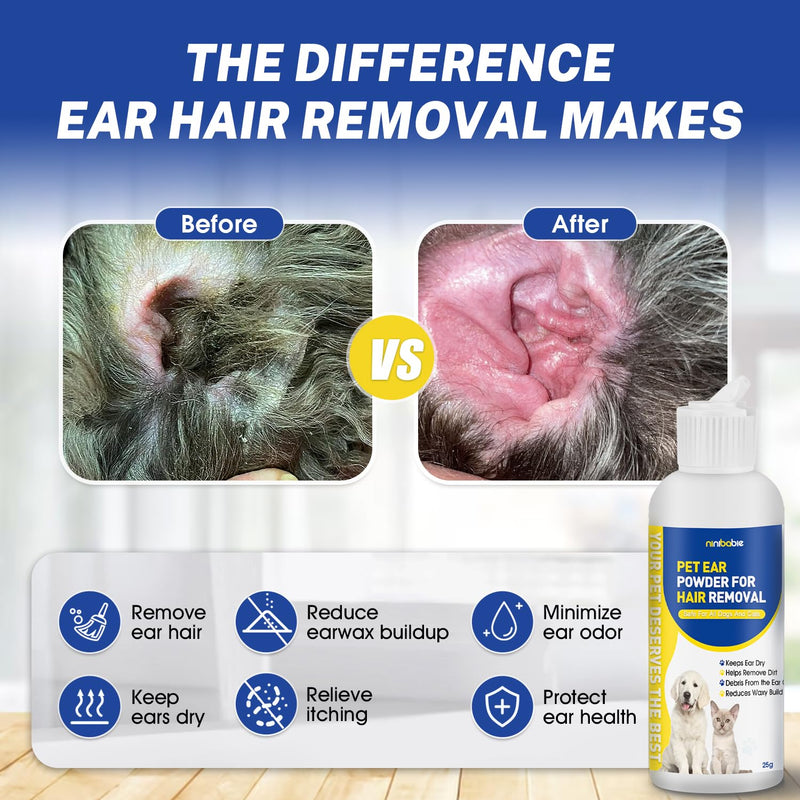 Ear Powder for Dogs Plucking,Dog Ear Infection Treatment with 5.5 Inch Tweezers Curved,Removal Ear Hair Powder,Soothes Itchy Ears & Relieve Scratching ear powder+tweezers - PawsPlanet Australia