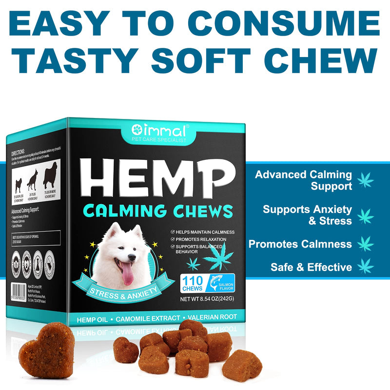 Calming Chews for Dogs,Quiet Moments Dog Calming Treats,Help Promote Relaxation,Dogs Anxiety Stress Relief-Barking,Separation,Thunder,Travel Issues (Salmon, 110counts) Salmon 110 Count (Pack of 1)