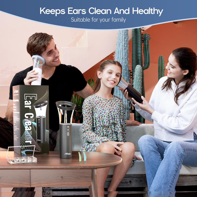 Ear Wax Removal, Electric Ear Cleaning Kit Effective & Safe Ear Cleaner Irrigation Flushing System 4 Pressure Modes for Ear Wax Buildup, Water Resistant Ear Cleaning Tool USB Rechargeable Black