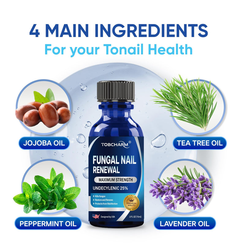 Toenail Fungus Treatment Extra Strength with 25% Undecylenic Acid & Tea Tree Oil, Nail Fungus Treatment for Toenail & Fingernails, Antifungal Nail Treatment for Damaged Nails and Thick Toenails- 2Pcs 0.5 Fl Oz (Pack of 2) - BeesActive Australia