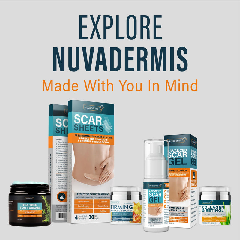 NUVADERMIS Scar Gel - Scar Cream for Surgical Scars - Transparent Gel Formula with Retinol and Vitamin E - Acne Scar Treatment, Keloid Scar Treatment, Scar Removal Cream - 1.7 Fl Oz, 1 Pack - BeesActive Australia