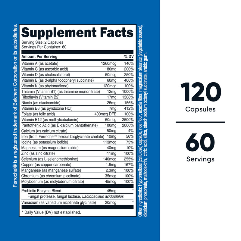 Nutricost Multivitamin with Probiotics 120 Vegetarian Capsules - Packed with Vitamins & Minerals (Pack of 2) 120 Count (Pack of 2)